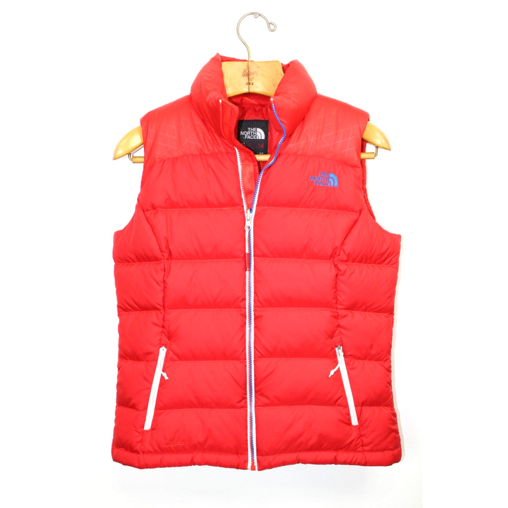 The North Face 700 Fill Down Puffer Vest Red Girls 14 Women's S Winter Jacket